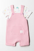 Waffle Dungaree Girl Pink