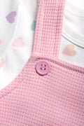 Waffle Dungaree Girl Pink (1)