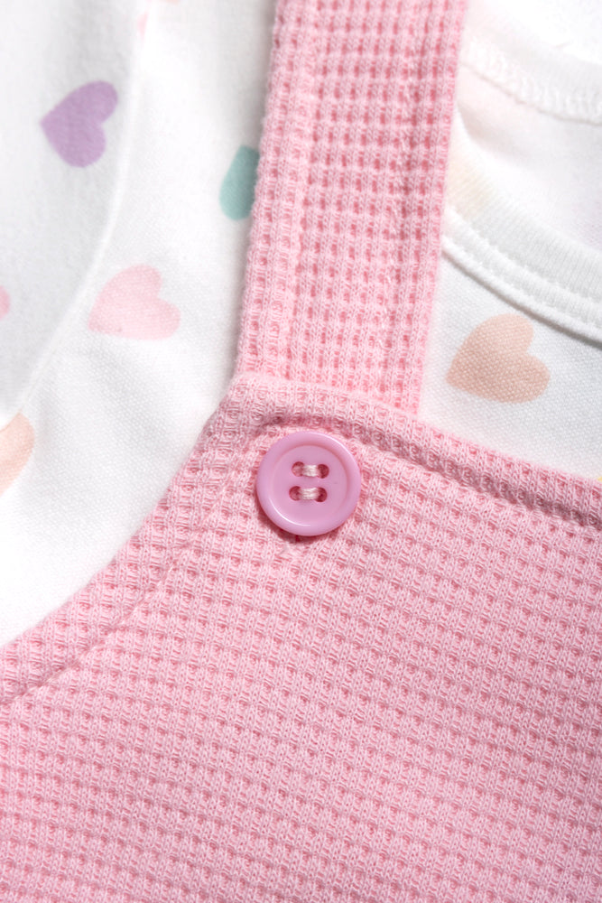 Waffle Dungaree Girl Pink (1)