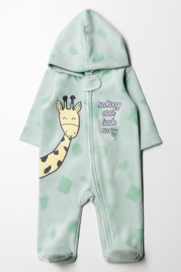 Giraffe Microfleece Baby-grow Green