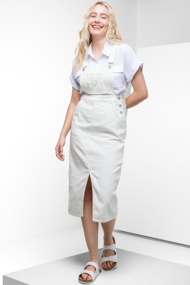 Denim Dungaree Dress White