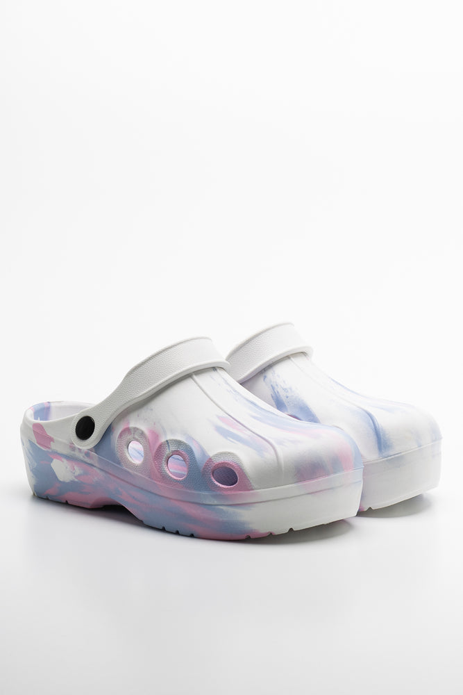 Tie Dye Clog White