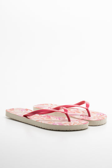 Leaf Print Flip Flop Pink