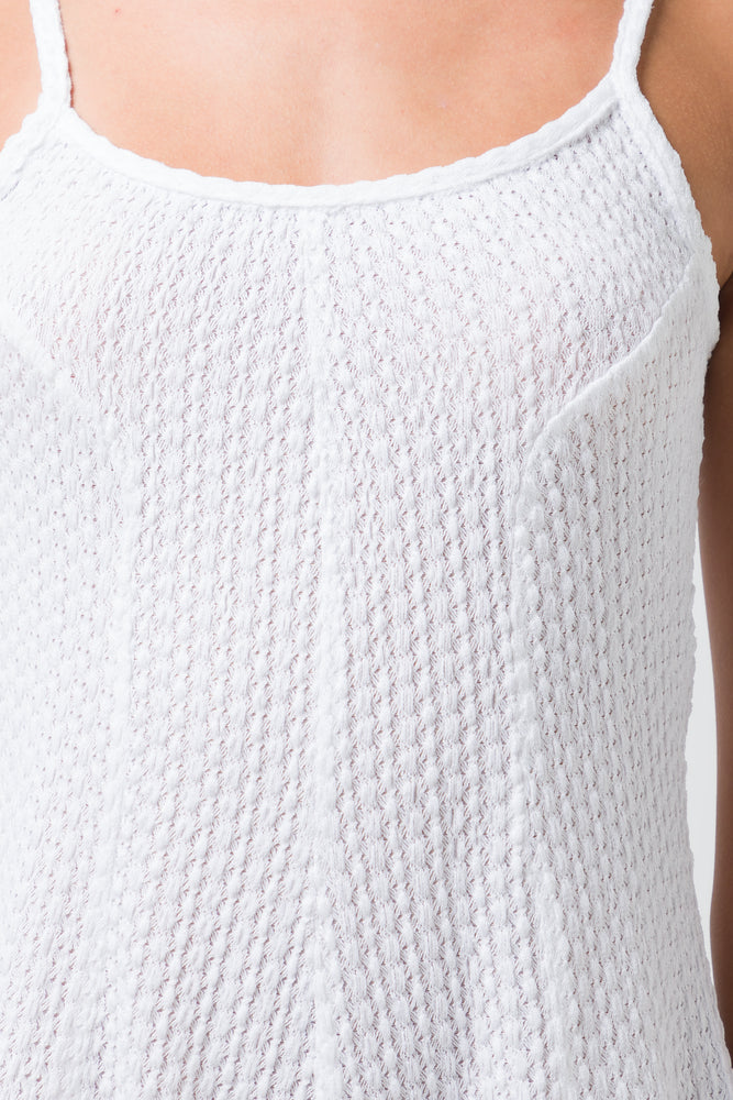 Textured Knit Playsuit White (3)