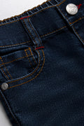 Skinny Denim Jeans With Hair Tie Blue (1)