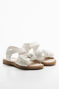 Pleated Bow Sandal White