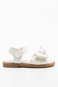 Pleated Bow Sandal White (1)