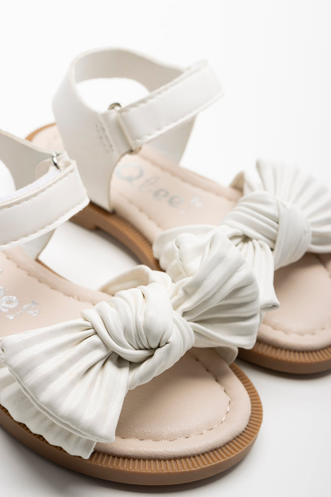 Pleated Bow Sandal White (2)