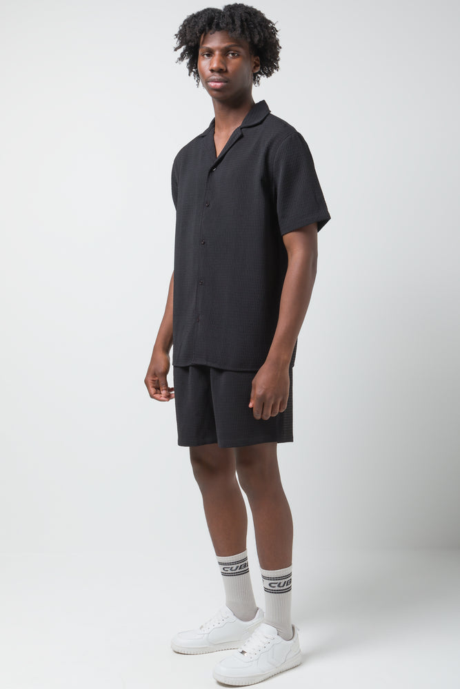 Textured Short Sleeve Shirt Black