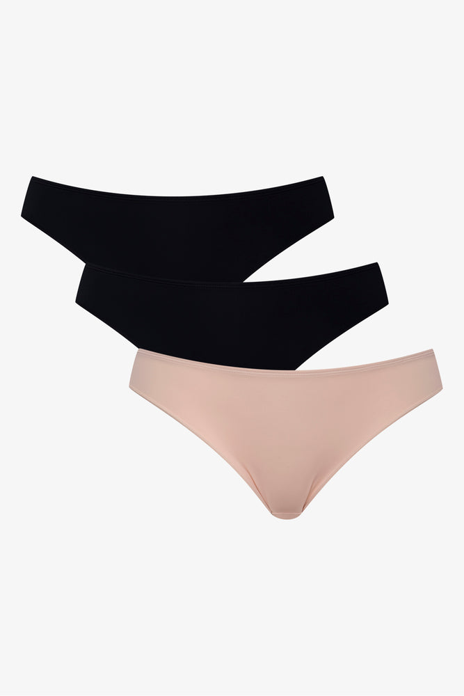 3 Pack Bikini Panties Black And Natural