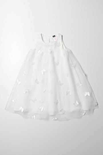 Butterfly Sleeveless Dress White