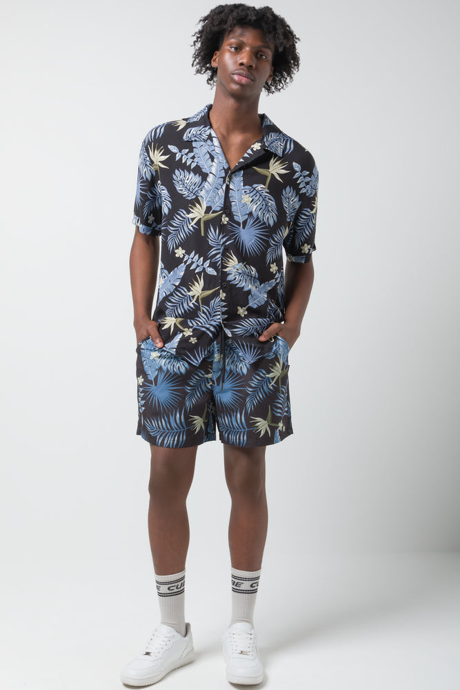 Leaf Swim Shorts Blue And Black