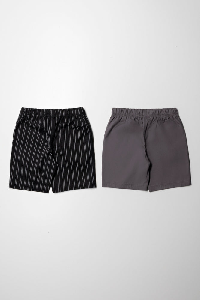 2 Pack Stripe Shorts Black And Dark Grey (2)