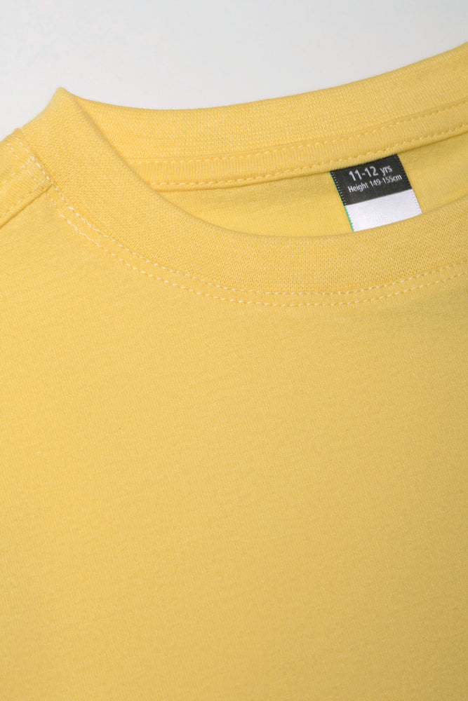 Crew Neck Short Sleeve T-Shirt Yellow