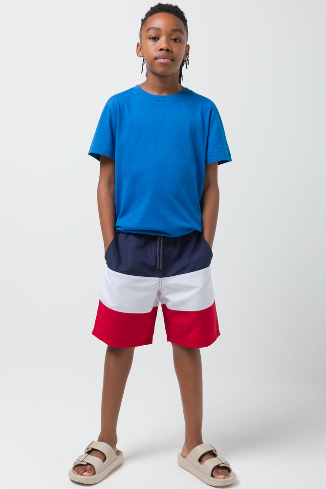 Colourblock Swim Short Navy And Red