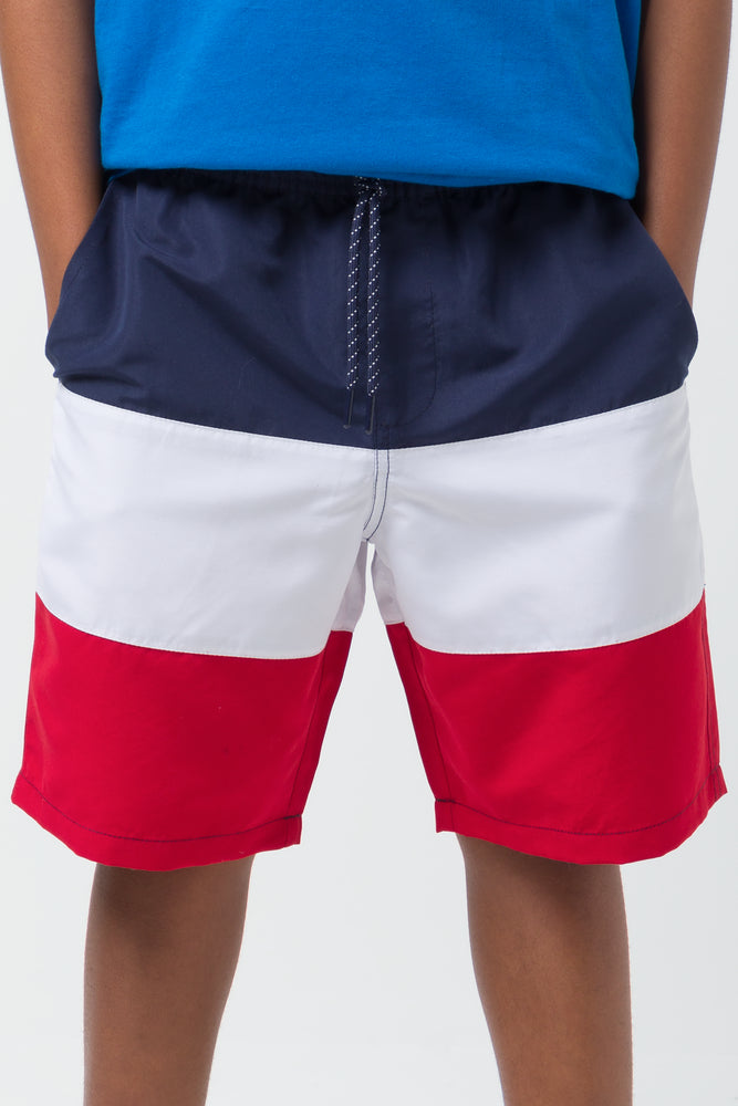 Colourblock Swim Short Navy And Red (1)