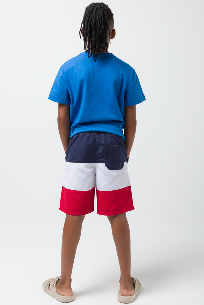 Colourblock Swim Short Navy And Red (3)