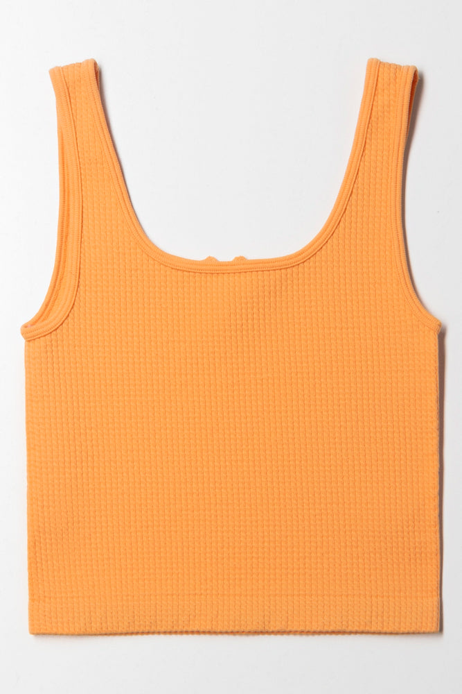 Seamless Textured Knotch Vest Orange (3)