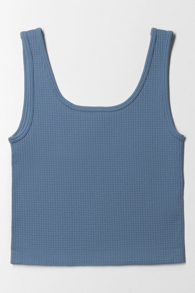 Seamless Textured Knotch Vest Blue (3)