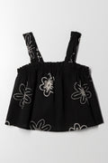 Embroidered Swing Top Black