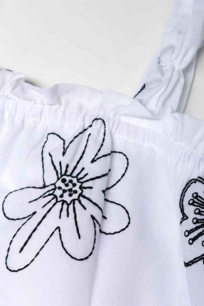 Embroidered Swing Top White