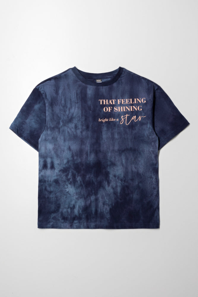 That Feeling Of Shining Oversized T-Shirt Navy