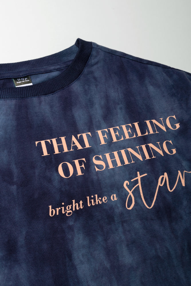 That Feeling Of Shining Oversized T-Shirt Navy