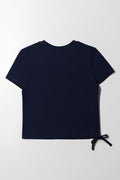 Side Tie T-Shirt Navy (2)