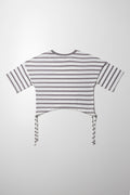 Curved Hem Stripe Short Sleeve T-Shirt Grey (2)