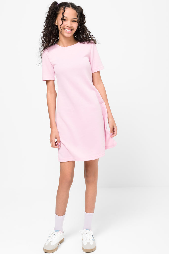 Rib Fit And Flare Dress Pink