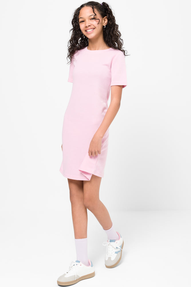 Rib Fit And Flare Dress Pink