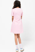 Rib Fit And Flare Dress Pink (2)