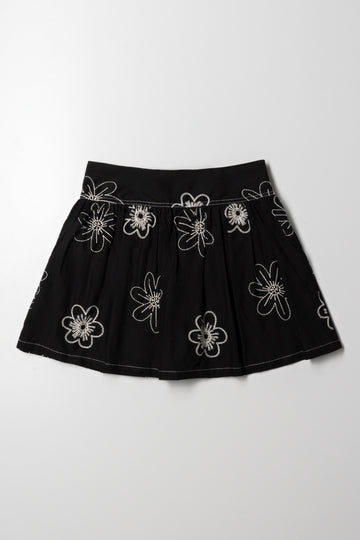 Embroidered Skort Black