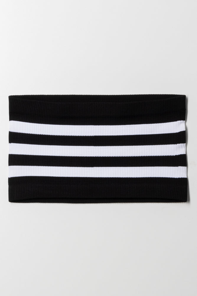 Stripe Seamless Tube Top Black And White (2)