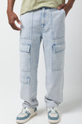 Cargo Loose Fit Denim Jeans Light Blue (1)