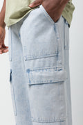 Cargo Loose Fit Denim Jeans Light Blue (4)