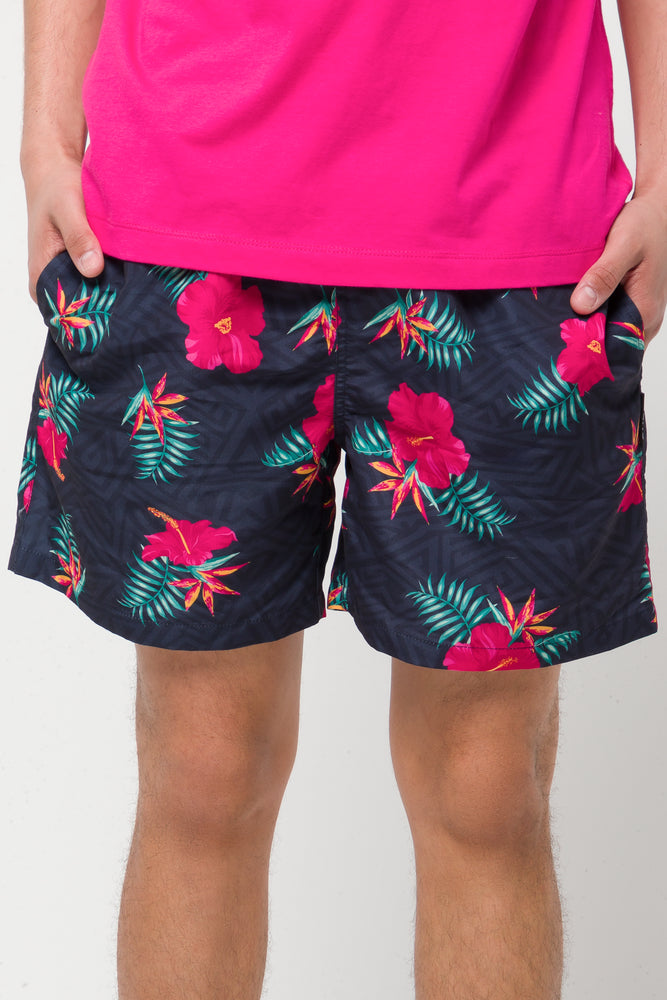 Flower Swim Shorts Navy