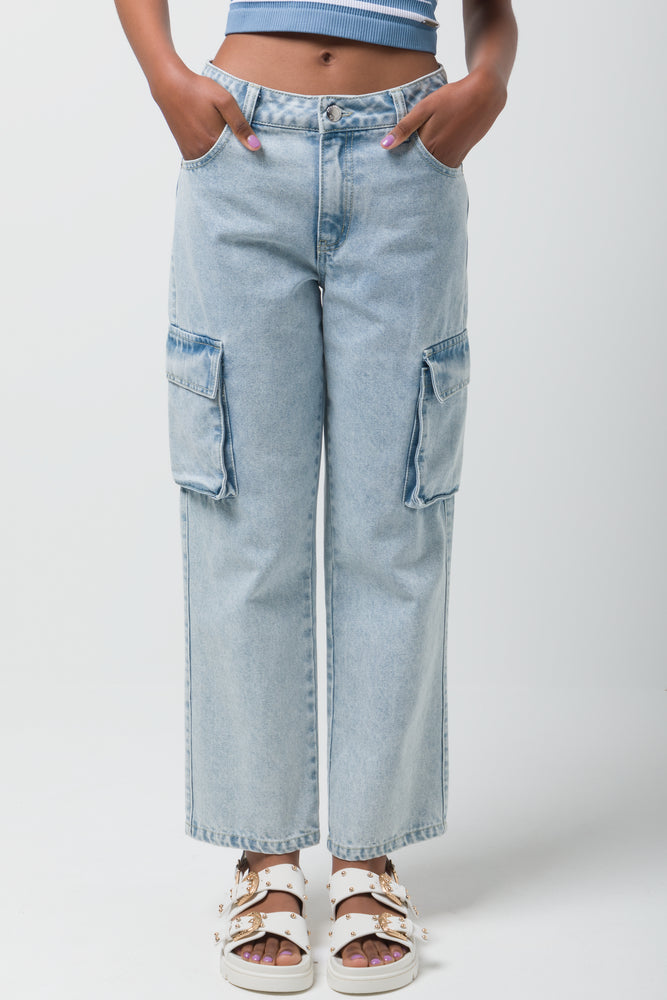 Cargo Denim Jeans Light Blue