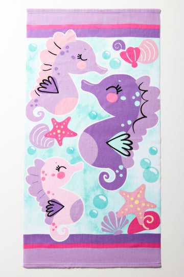 Sea Horse Beach Towel Lilac