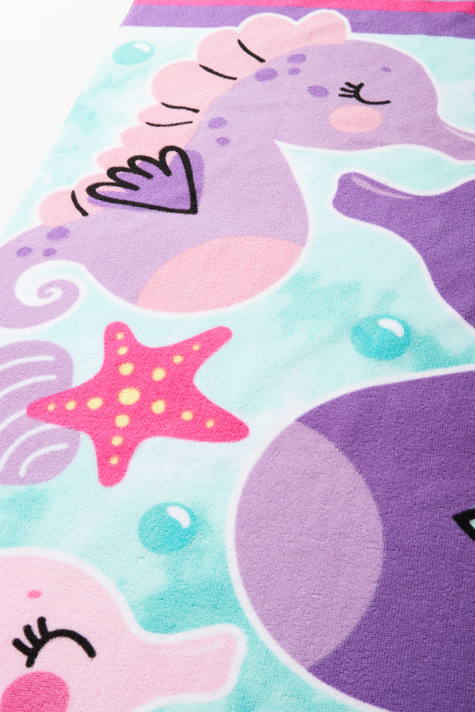 Sea Horse Beach Towel Lilac (1)