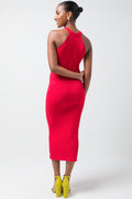 Seamless Halterneck Bodycon Dress Red (2)