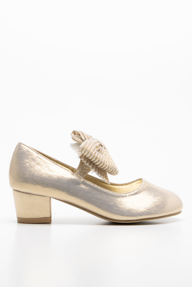 Pleated Bow Heel Gold