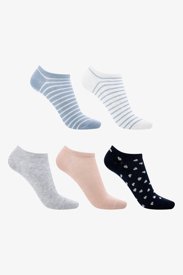 5 Pack Stripe Low Cut Socks Blue