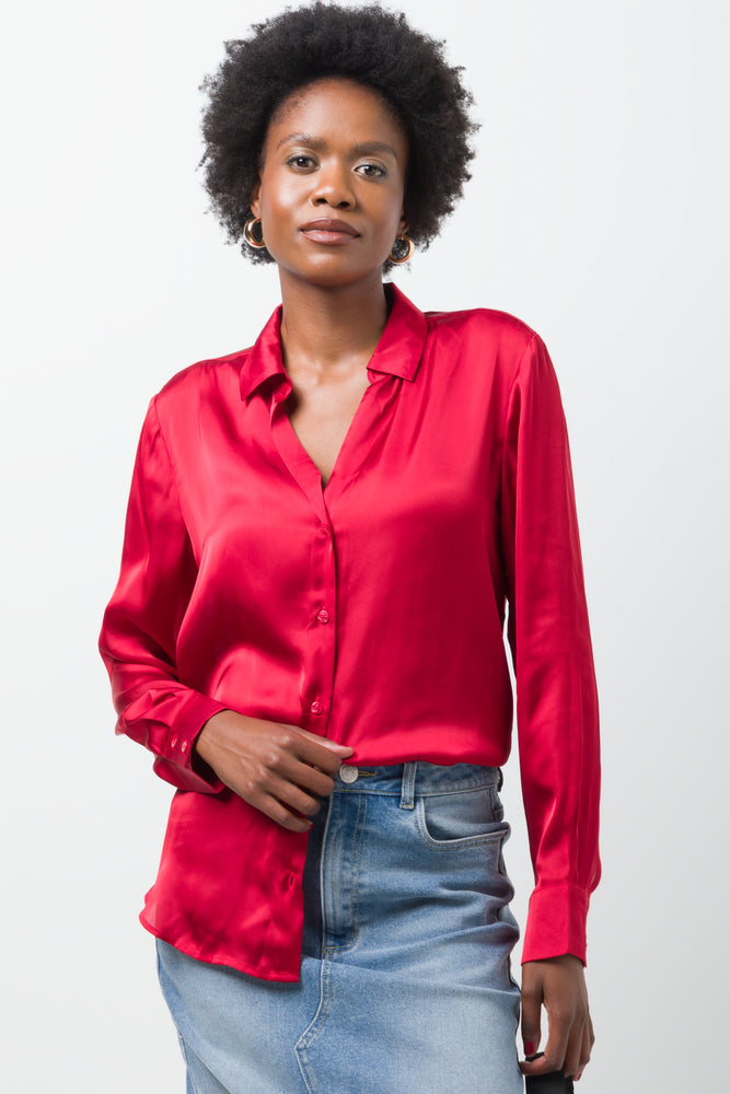 Satin Shirt Red