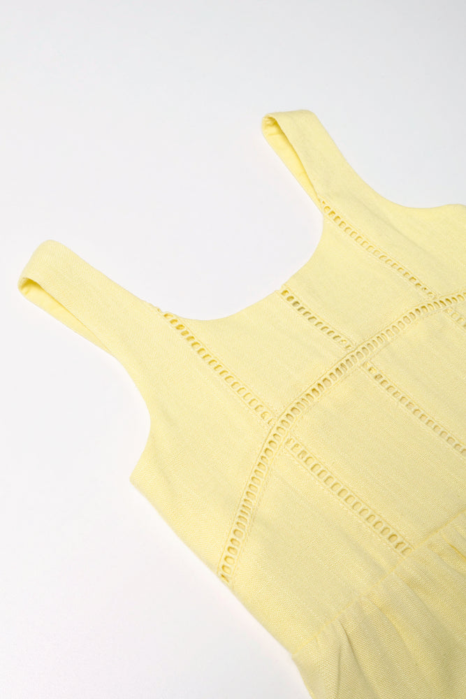 Lace Trim Jumpsuit Yellow (1)