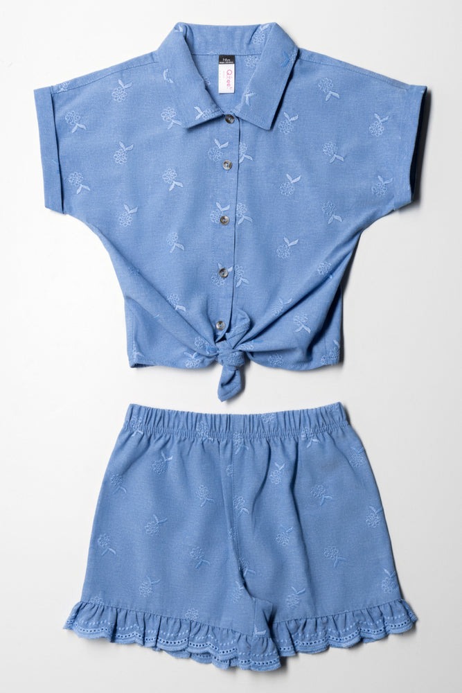 Denim Short And Top Set Blue