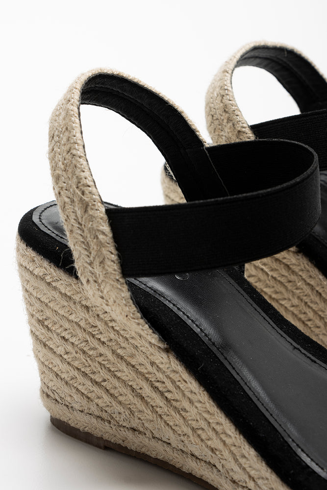 Elastic Espadrille Wedge Black (3)