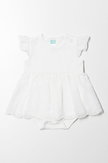 Anglaise Frill Dress White