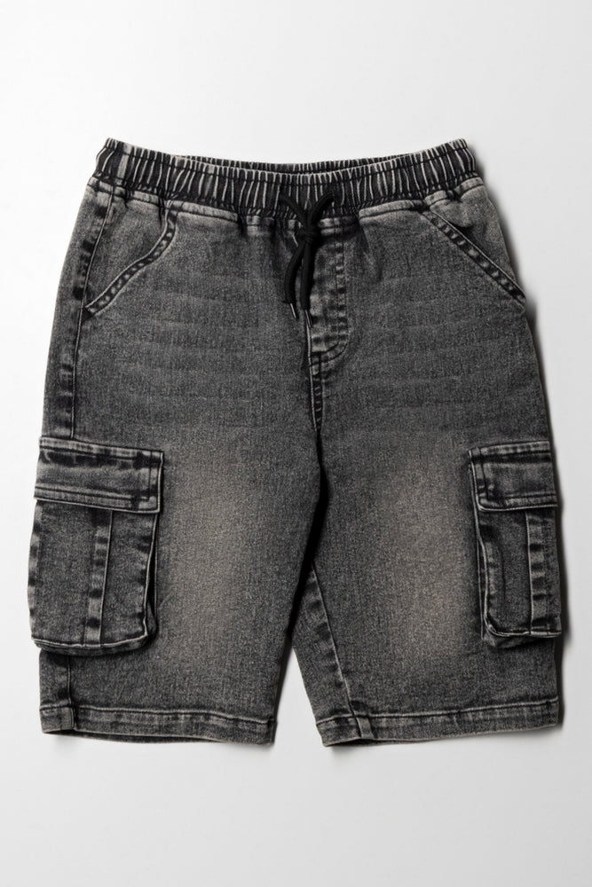 Cargo Denim Short Black