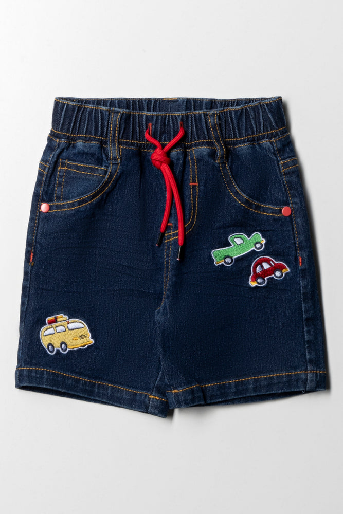 Badge Denim Short Blue